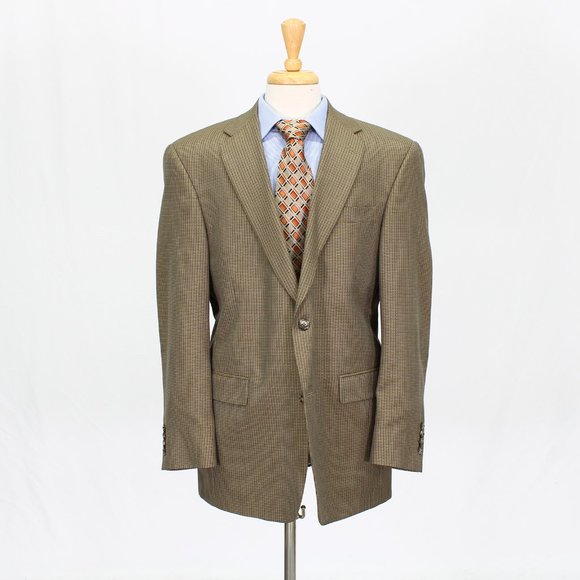 Hart Schaffner Marx 42R Brown Check 2-Button Sport Coat Blazer Jacket V1… - Picture 1 of 11